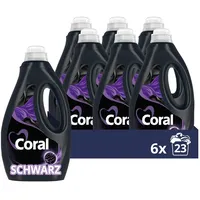 Coral Colorwaschmittel Black Velvet Flüssigwaschmittel für länger intensives Schwarz mit Farbpflege-Kraft natürlicher Herkunft 23 WL 1,15 Liter 6 Stück