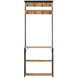 vidaXL Garderobe mit Schuhablage 68x30x182cm Raues Massivholz Mango