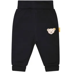 Steiff Baby Jogginghose - lang, Teddy-Motiv, unisex, einfarbig Schwarz 68