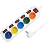 Logilink Steckdosenleiste, 5-fach, Schalter, einzeln schaltbar, weiß/mehrfarbig, 1.5m (LPS258)