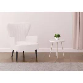 Mendler Lounge-Sessel HWC-K37 Bouclé 75 x 80 x 78 cm Weiß mit Kissen