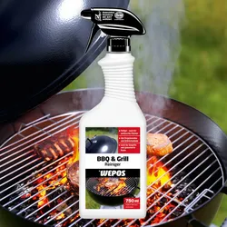 WEPOS BBQ & Grill Reiniger, 750 ml, Haftgel für Grillroste & Grillflächen, starke Reinigung ohne Aufheizen