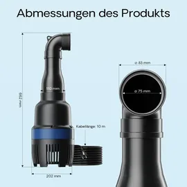 Wiltec SunSun CEF-16.000 Rohrpumpe 16.000 L/h 75 W Hochleistungs Teichpumpe, Strömungspumpe mit Keramikwelle, Umwälzpumpe, Teichfilter