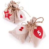 Pajoma Adventskalender zum Befüllen 24 Jutesäckchen natur