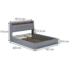 VitaliSpa Christin 160 x 200 cm Grau/Eiche