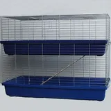 XXL 1,20 m doppel Hasenkäfig Meerschweinchenkäfig Doppelkäfig Rabbit Nagerkäfig - blau