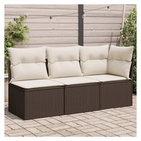 vidaXL Loungesofa Gartensofa mit Kissen 3-Sitzer Braun Poly Rattan braun