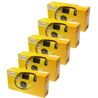 TopShot Einwegkamera mit 27 Fotos + eingebautem Blitz Einwegkamera Paket mit 5 Kameras