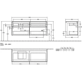 Villeroy & Boch Waschtischunterschrank 4 Auszüge 140 x 54,8 x 50 cm Graphit