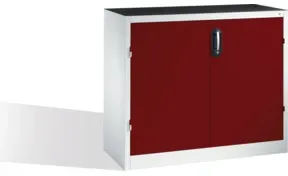 C+P Schwerlast-Beistellschrank mit Drehtüren, innen 1 Boden, H1000xB1200xT500mm Front Rubinrot Korpus Lichtgrau