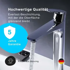 AM PM Waschtischarmatur Hoch, Wasserhahn Bad Waschbecken Armatur Einhebelmischer Badarmatur, Mischbatterie für Badezimmer, Aufsatzwaschbecken