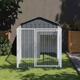 vidaXL Hundehütte mit Dach Hellgrau 117x1017x123 cm Verzinkter Stahl