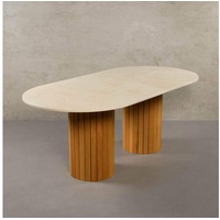 MAGNA Atelier Esstisch Montana mit Marmor Tischplatte, Esstisch, Eichenholz Gestell, Küchentisch, 200x100x76cm beige