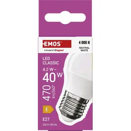 EMOS Classic ZQ6E23 LED Lampe Mini Globe, 4,2W 40W, 470lm, Neutralweiß (1525733484)