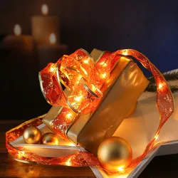 LED Seidenband Lichterkette - Geschenkband - Schneeflockenmotiv - 30 LED - L: 2,...