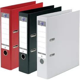 Oxford A4 XL 80 mm Hebelbinder 2 Ringe Kapazität 750 Polypro-Deckblätter Schwarz/Rot/Weiß 3 St.