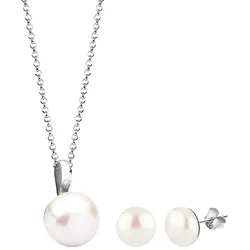 Nenalina Halskette Ohrstecker Süßwasserperlen 925 Silber Schmuck-Set   Damen 