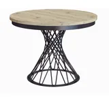 meblini Esstisch Eiche Artisan, Schwarz, Rund, 100x77x100 cm, Esszimmer, Tische, Esstische