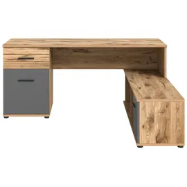 VCM Winkelschreibtisch Mason Eiche Grau