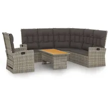 vidaXL 3-tlg. Garten-Lounge-Set mit Kissen grau