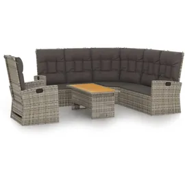 vidaXL 3-tlg. Garten-Lounge-Set mit Kissen grau