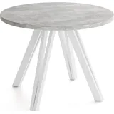 ESSTISCH Ravero runder ausziehbarer, Beton grau 100/100/77 cm