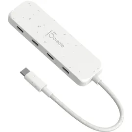 j5create Umweltfreundlicher USB-C-zu-Hub Typ C Gen 2 mit 4 Anschlüssen, - Weiß