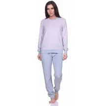 RELAX by Normann Normann Frottee Pyjama langarm Bündchen Streifen - 71521 in grau, | 40-42