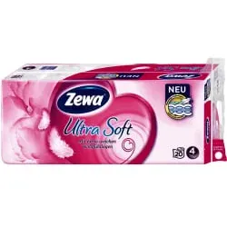Zewa Ultra Soft Toilettenpapier, 4-lagig 29285 , 1 Paket = 10 Packungen à 2 x 150 Blatt