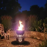 TiKo-Design Feuertonne - Lagerfeuertonne - Feuerkorb mit Eulen Motiv – Verleihen Sie Ihrem Garten EIN besonderes Ambiente für unvergessliche Abende mit ihren Freunden