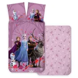 BrandMac Bettwäsche Disney Frozen - Die Eiskönigin - Wende-Bettwäsche-Set, 135x200 & 80x80, Baumwolle, 100% Baumwolle rosa