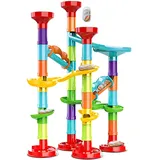 Kugelbahn,50 Stück Mehrfarbige Murmelbahn Marble Run Set mit Glasmurmeln und Bahnelementen,Bausteine,Lernspielzeug Bausteinspielzeug Konstruktionspielzeug für Kinder Mädchen Jungen (A-50 Stück)