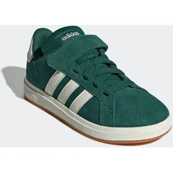 Klettschuh ADIDAS SPORTSWEAR "GRAND COURT 00S KIDS", Gr. 34, collegiate grün, sanftes weiß, gum10, Leder, Synthetik, sportlich, Schuhe, Design auf den Spuren des adidas Superstar
