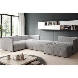 GRAINGOLD Ecksofa U- Ardi Bis - Ecksofa mit Schlaffunktion, Bettkasten - Wohnlandschaft, Wohnzimmer Sofa - Eckcouch Grau (Monolith 84) - Grau