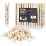 Vaily Wäscheklammern aus Holz, braun, 120 Stück
