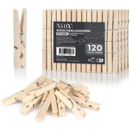 Vaily Wäscheklammern aus Holz, braun, 120 Stück