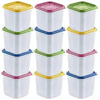 Annastore 12 x hochwertige Tiefkühldosen von -20°C bis + 100°C - Gefrierdosen - Luftdicht - Tiefkühlboxen - Gefrierboxen - Vorratsdosen (12 x 380 ml)