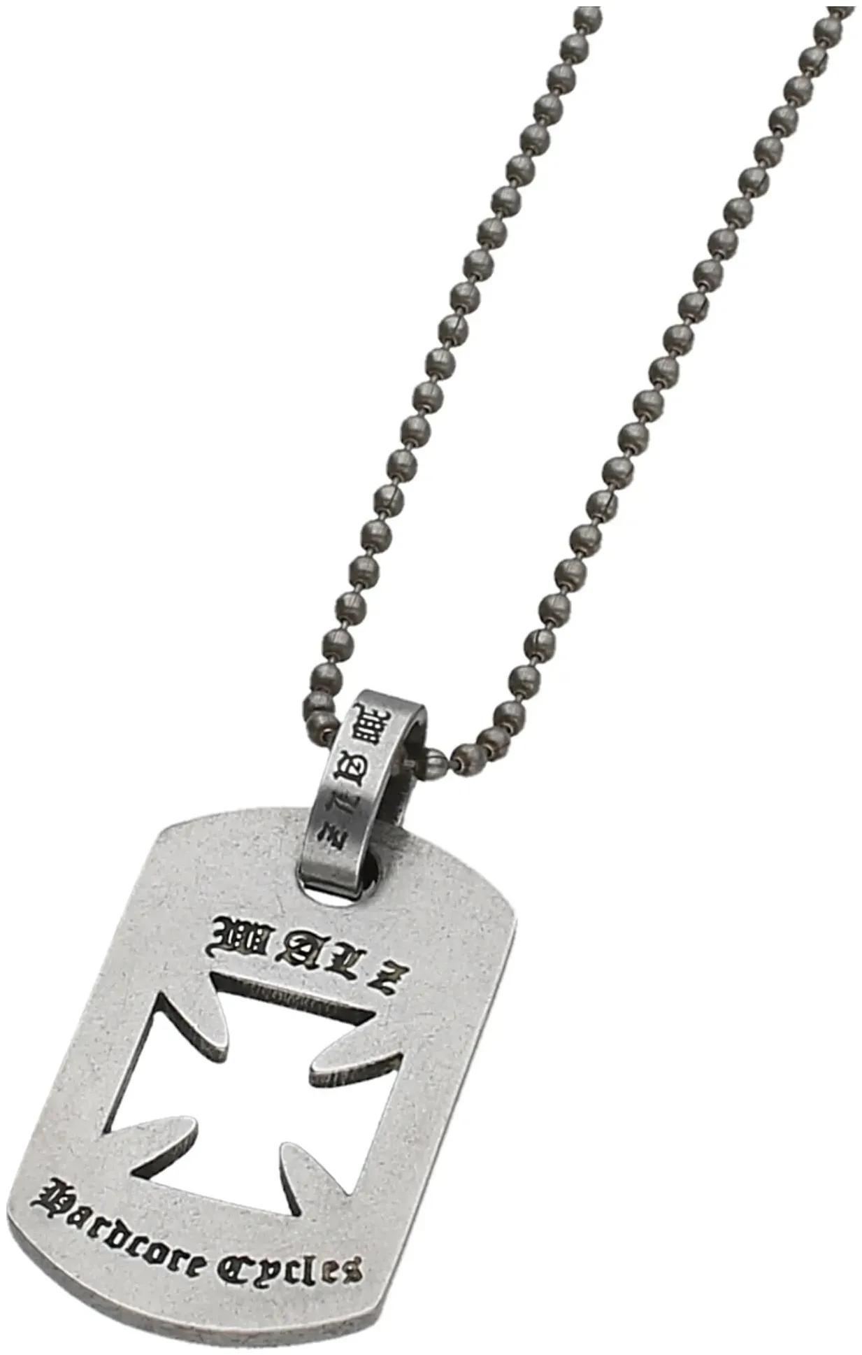 Kette mit Anhänger WALZ HARDCORE CYCLES "m. Kreuz, an Kugelkette, Edelstahl", Damen, Gr. 60cm, Edelstahl, silber, Halsketten