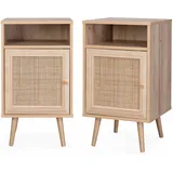 sweeek Nachtschrank 2er-Set 40 x 39 x 70 cm Beige