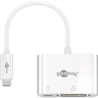 goobay 62108 & USB C), Adapter DVI USB C with Power Delivery to DVI-I - weiß, 15cm, PD, Laden mit bis zu 60 Watt