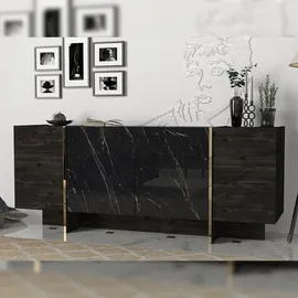 moebel17 Sideboard Veyron Rebab Braun Dunkelgrau ( Marmor Optik )