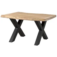 MASSIVMOEBEL24.DE Baumtisch Mango 160x90x77 beige lackiert X-Beine anthrazit matt