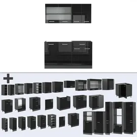 Vicco Küchenzeile R-Line 140 cm Schwarz Hochglanz