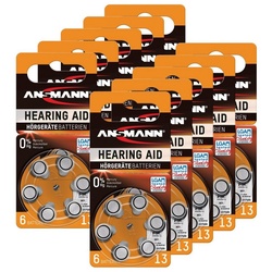 ANSMANN® Hörgerätebatterien Typ 13 Orange - P13 PR48 ZL2 Knopfzelle, (60 St), Hörgeräte Batterien orange