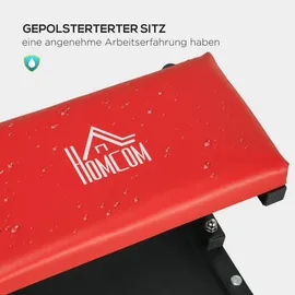 Homcom Werkstatthocker Arbeitshocker mit Ablage, Gepolstert Sitzkissen, Stahl, Rot