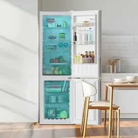 Cecotec Bolero CoolMarket Combi 250 White Glass D Kühl-Gefrierkombination (250 l, 1800 mm hoch, Weiß)