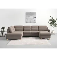 sit&more Wohnlandschaft SIT & MORE "Farö U-Form", grau (taupe), B:325cm H:90cm T:187cm, Sofas, Wohnlandschaft, inklusive Federkern, wahlweise mit Bettfunktion und Bettkasten