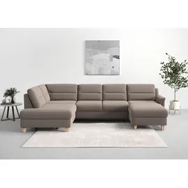 sit&more Wohnlandschaft SIT & MORE "Farö U-Form", grau (taupe), B:325cm H:90cm T:187cm, Sofas, Wohnlandschaft, inklusive Federkern, wahlweise mit Bettfunktion und Bettkasten