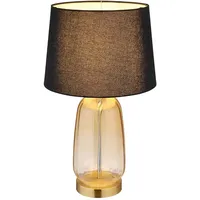 GLOBO Tischleuchte Textil schwarz Wohnzimmerlampe Beistellleuchte, 1x E27, DxH