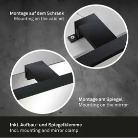 Briloner - LED Spiegelleuchte, Spiegellampe IP44, 8 W Schwarz,